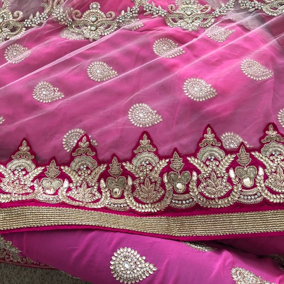 Heavy net and georgette saree/sari NWOT - Picture 4 of 5